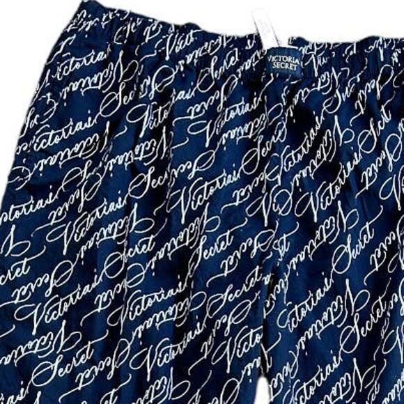 NWT Victoria's Secret Logo Print Elastic Waist Pajama Bottom Black Women's 2XL - Picture 3 of 7